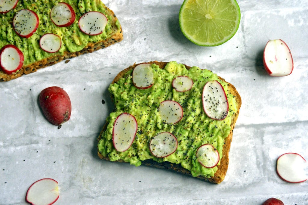 Avocado toast with radish and lime