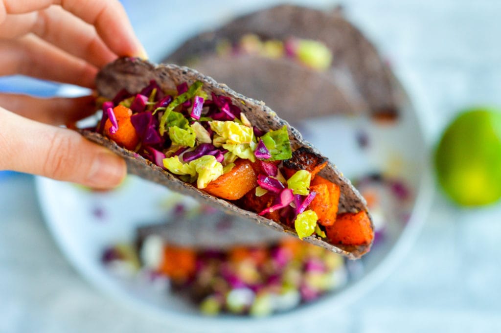 butternut squash tacos with cabbage slaw