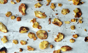 Oven baked veggie chips, made with parsnips
