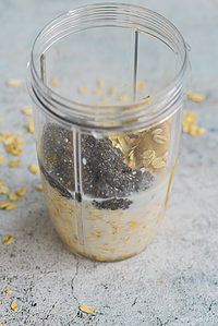Vegan baked oatmeal ingredients in blender cup