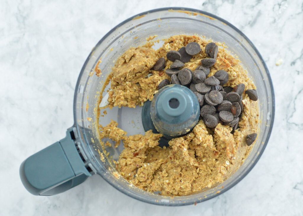 Chickpea Protein Cookie Dough Bites ingredients with chocolate chips