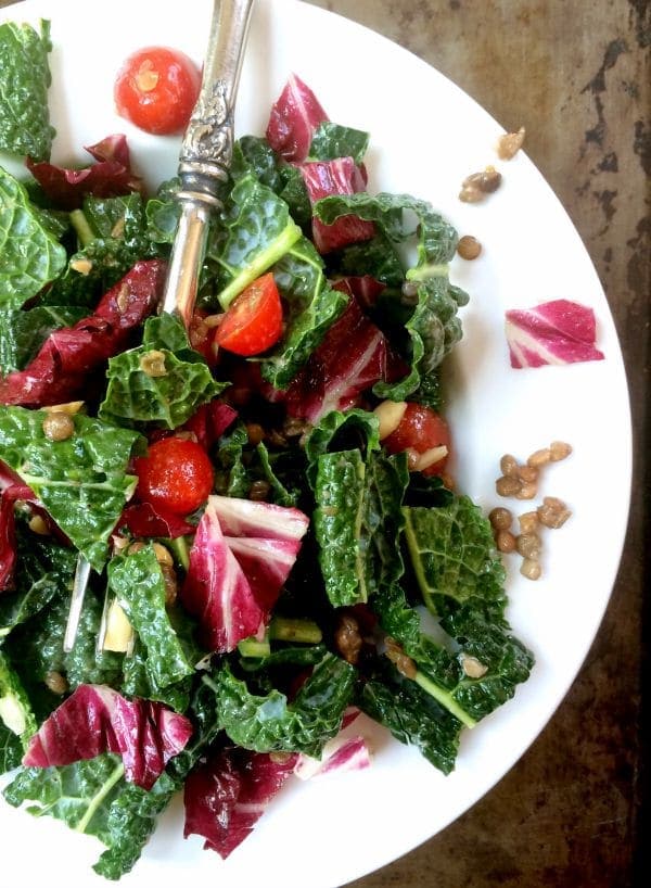 easy lentil and kale salad