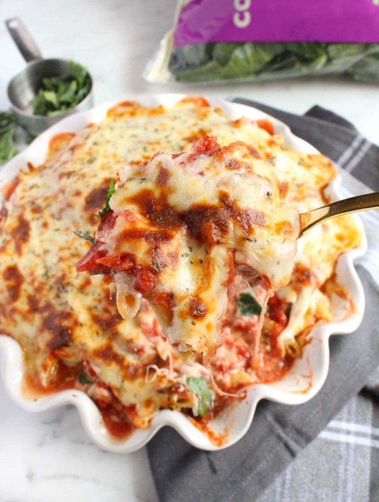 baked ziti with collard greens