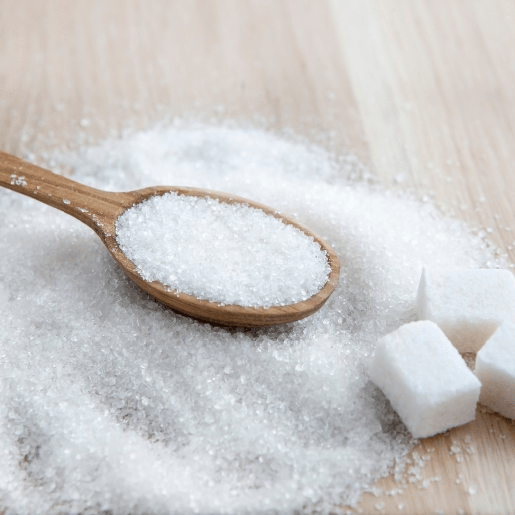 white sugar on a spoon