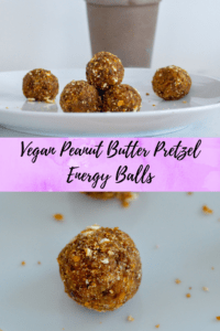Recipe for Peanut Butter Pretzel Date Balls. Pre-workout energy balls #preworkout #vegansnack #snack #fuel